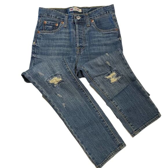 LEVI’S Girls 501 Skinny Distressed Button Fly Jeans Size 10 - Picture 1 of 10